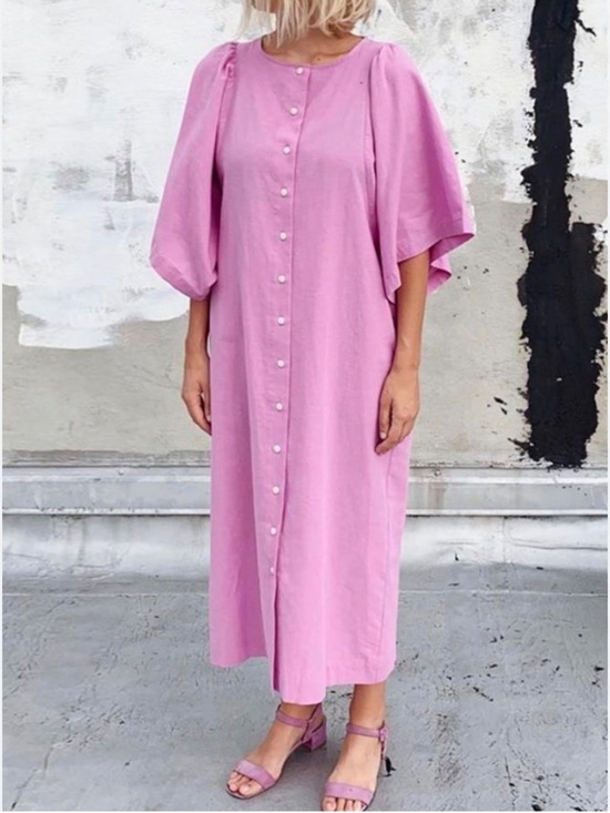 Ilana Kohn Dresses & Skirts - Ilana Kohn Women’s Cotton Pink Button Front Midi Dress Size XXS